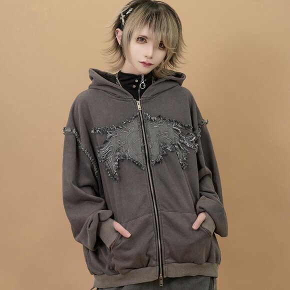 NEW ACDC RAG - Gedraji Cryptid Corpse Dark Grey Oversized Zip Hoodie - Picture 3 of 6